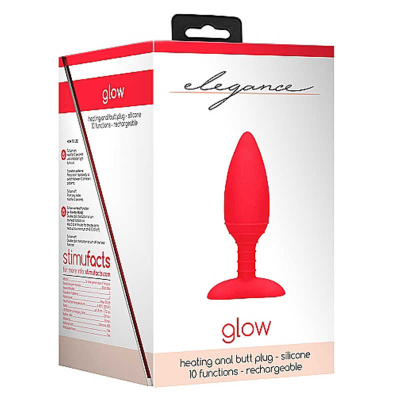 Shotsmedia Elegance Glow - Анальный плаг с нагревом, 12х3.8 см (красный) 