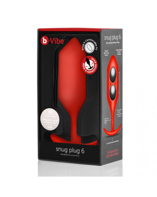 B-vibe Snug Plug 6 - Профессиональная пробка для ношения, 16х5.55 см, (красная) 
