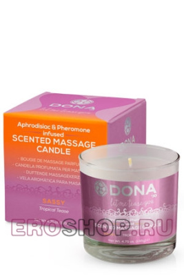 Ароматная свеча Dona Scented Massage Candle Sassy Aroma: Tropical Tease (мангостин, мандарин и жасмин), 135 г
