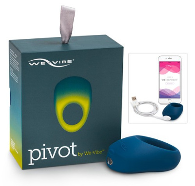 Мощное эрекционное виброкольцо для члена, управляемое смартфоном - Pivot By We Vibe (синий)