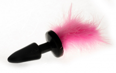4sexdream анальная пробка с пушистым хвостиком, 11х3.5 см (розовый) 