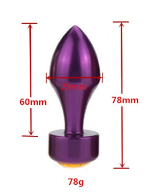 4sexdream фиолетовая металлическая анальная пробка со стразом в основании, 7.8х2.9 см (желтый) 