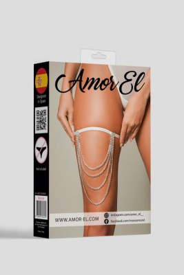 Amor El - Подвязка с декоративной цепочкой в кристаллах, OS (белый)