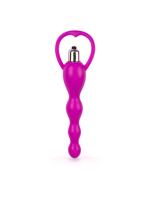 Браззерс - Анальная цепочка с вибрацией, 14х3.5 см (розовая)