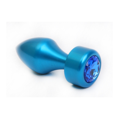 4sexdream голубая металлическая анальная пробка со стразом в основании, 7.8х2.9 см (синий) 
