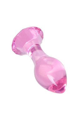 Sexus Glass - Стеклянная анальная втулка, 8.5х3.2 см (розовая) 