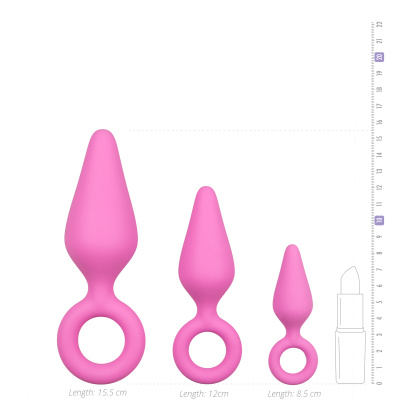 Easytoys Black Buttplugs набор из 3 силиконовых анальных пробок, розовый 