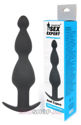 Sex Expert - анальная пробка, 19х4.4 см (чёрный) 
