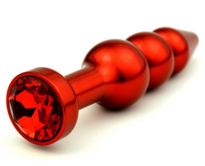 Красная анальная ёлочка с цветным стразом, 11.2 см (красный) 