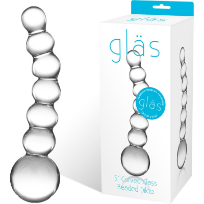 Glas Curved Glass Beaded Dildo изогнутый стеклянный стимулятор, 12.7 см (прозрачный)