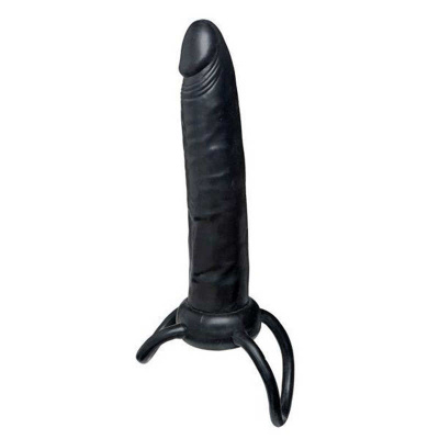 Насадка на пенис для двойного проникновения, 15.5 см (чёрный) 