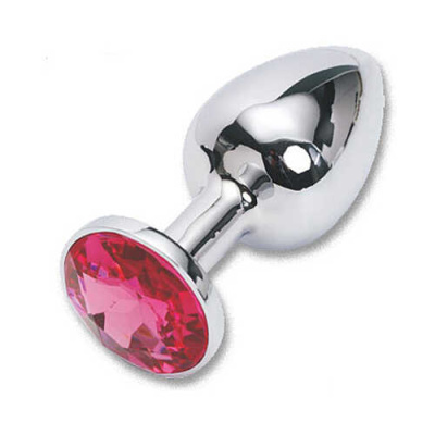 4sexdream серебристая анальная пробка с кристаллом, размер S 7.6х2.8 см (розовый) 