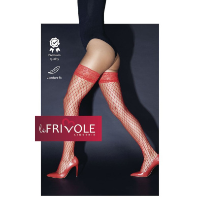 Le Frivole - Классические чулки в крупную сетку, S/M (красный)