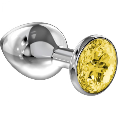 Анальная пробка из металла Diamond Sparkle Small, 7 см (жёлтый) 