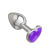 Джага-Джага - Серебристая анальная втулка с кристаллом-сердечком, 7х2.7 см (фиолетовый) 