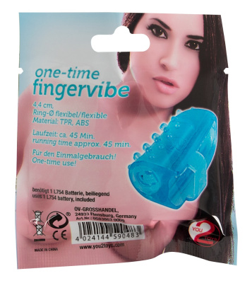 Вибратор на палец One-Time Fingervibe, 4.4 см (голубой) 