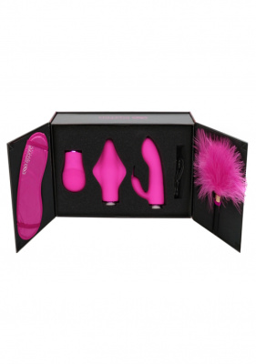 Набор Switch Pleasure Kit #1 набор из универсальной базы, двух взаимозаменяемых насадок, маски для глаз и пуховки, (розовый) 