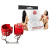 Джага-Джага наручники из эко-кожи с сердцами на цепочке с карабинами, 21 см (красные)