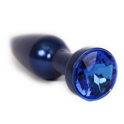 4sexdream синяя металлическая анальная пробка с кристаллом в основании, 11.2х2.9 см (синий) 