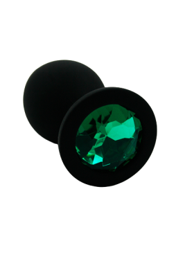 Kanikule силиконовая анальная пробка с кристаллом, 7х3.5 см (М, зеленый) 