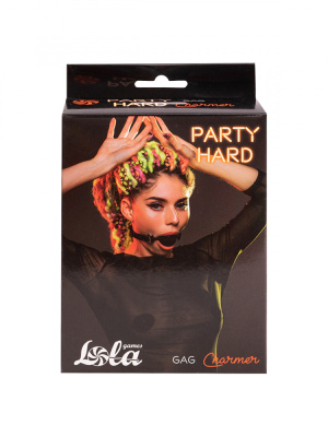 Lola Games Party Hard Charmer силиконовый дышащий кляп шарик, L 5 см (чёрный)