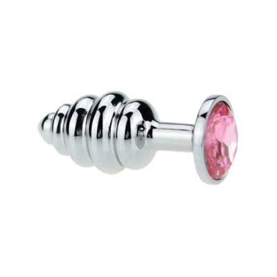 4sexdream фигурная серебристая анальная пробка с кристаллом в основании, 7.3х2.9 см (розовый) 