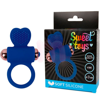 SWEET TOYS - Кольцо эрекционное с вибрацией и клиторальным стимулятором и съемной вибропулей, 3 см 
