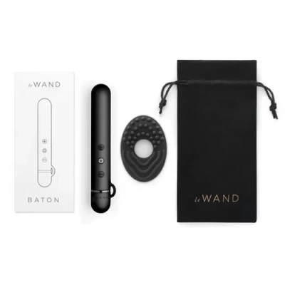 Le Wand Baton - Силиконовый мини-вибратор класса люкс, 11.9х1.8 см (тёмный хром)