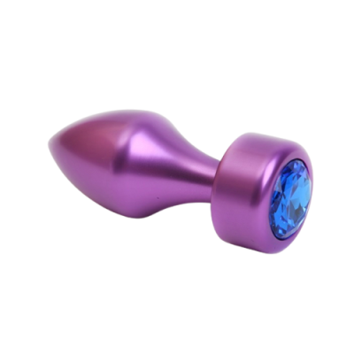 4sexdream фиолетовая металлическая анальная пробка со стразом в основании, 7.8х2.9 см (синий) 