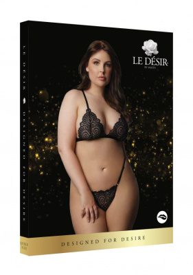 Magic Lace Velvet Lingerie Set - Комплект эротического белья Plus size (3XL-4XLчерный)