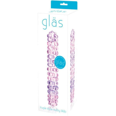 Glas Purple Rose Nubby - Двухцветный стеклянный фаллос-стик, 18х2.5 см