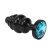 Анальная фигурная черная пробка  со стразом, 7.3 см (голубой) 