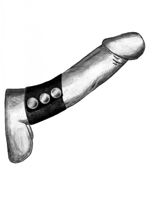 Джага-Джага - Широкое лассо-утяжка на пенис с металлическими кнопками, 17.5 см (чёрный) 