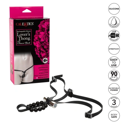 CalExotics Lover's Thong with Pleasure Beads перезаряжаемые стимулирующие трусики с вибрацией, S-L 
