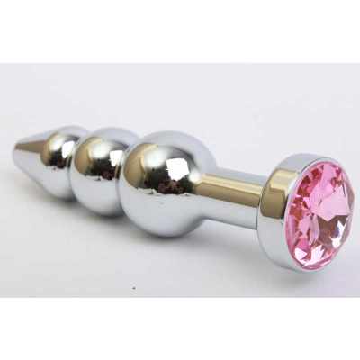 4sexdream - Металлическая анальная ёлочка со стразом, 11.2 см (розовый) 