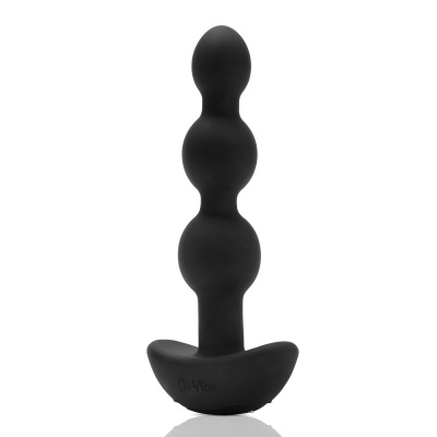 b-Vibe triplet anal beads - чёрная анальная ёлочка с вибрацией, 11.7х3 см