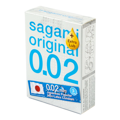 Sagami Original 002 №3 Extra Lub - Презервативы полиуретановые, 3 шт
