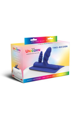 Насадка Unicorn Silicone Two-Nicorn, 9х3.7 см и 6.5х2.6 см (синий) 