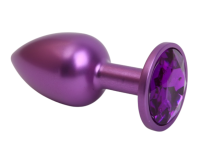 4sexdream - Металлическая анальная пробка с кристаллом в основании, 7,6х2,8см (фиолетовый) 