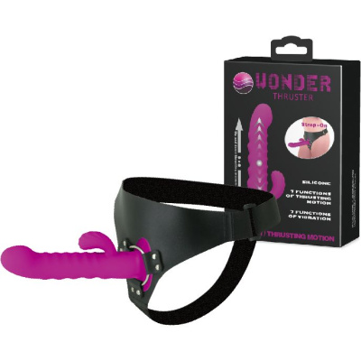 Wonder Thrunder - Страпон с пульсацией и клиторальным отростком, 20 см (фиолетовый)