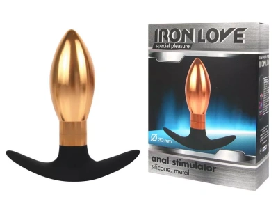 Каплевидная металлическая анальная пробка Iron Love, 9.6х3 см (золотой) 