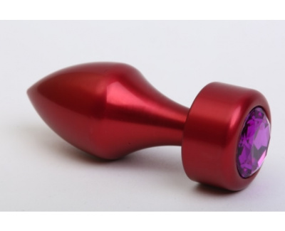 4sexdream красная металлическая анальная пробка со стразом в основании, 7.8х2.9 см (фиолетовый) 