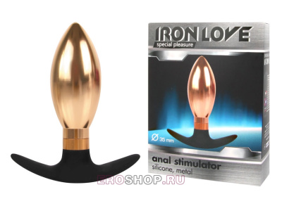 Каплевидная металлическая анальная пробка Iron Love 10.6 см (фиолетовый) 