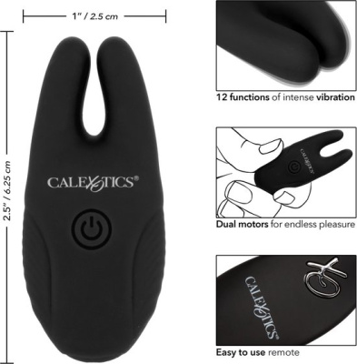 Remote Nipple Clamps - Зажимы для сосков с дистанционным управлением, 6.2х2.5 см (черные)