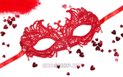Карнавальная ажурная маска Андреа от Erowoman-Eroman (One size, чёрный)