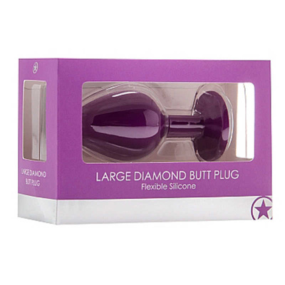 Ouch! Diamond Butt Plug (Large) анальная пробка с кристаллом, 8х3.5 см (сиреневый) 