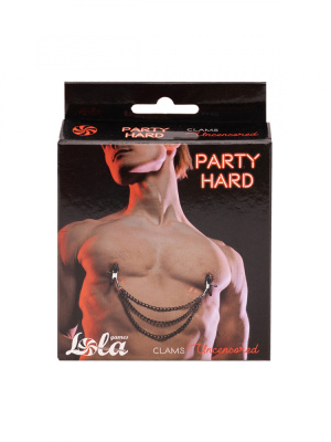 Lola Games Party Hard Uncensored зажимы для сосков с тремя цепями, 35 см (серебристый)