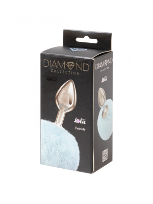 Lola Games Diamond Twinkle Blue металлическая анальная пробка с заячим хвостом, 7х3 см (голубой) 