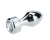4sexdream маленькая серебристая анальная пробка со стразом в основании, 7.8х2.9 см (прозрачный) 
