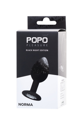 POPO Pleasure by TOYFA силиконовая анальная пробка со стразом S, 7.2х2.8 см (чёрный) 